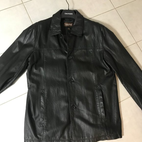 Men's Black/Brown Genuine Leather Jacket (Size L) - Picture 3 of 12